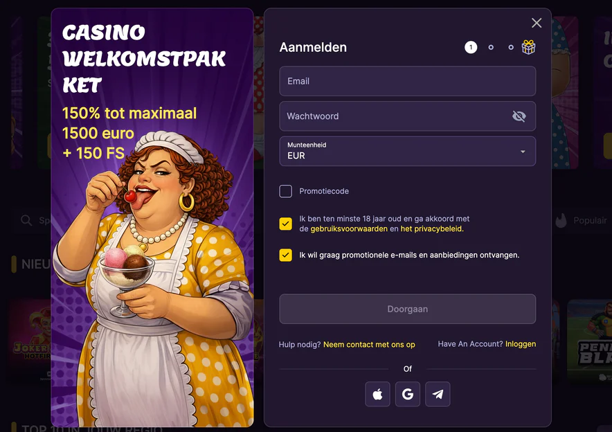 Account registreren en inloggen bij Mamabet Casino